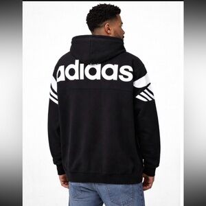 Adidas Men's Black Hoodie Large Black Logo Street Style Sweatshirt Gently Worn